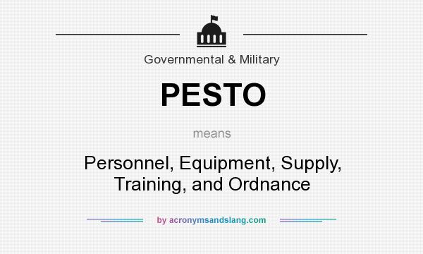 What does PESTO mean? It stands for Personnel, Equipment, Supply, Training, and Ordnance