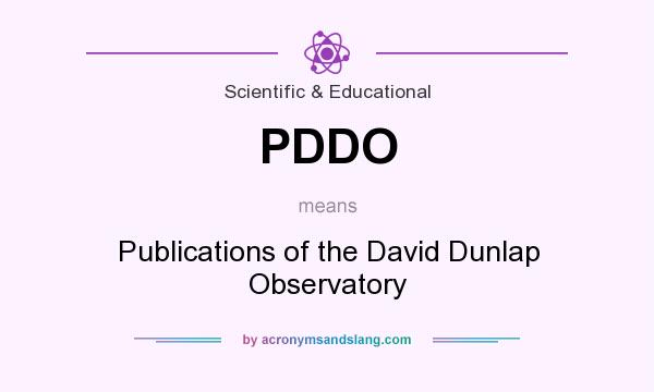 What does PDDO mean? It stands for Publications of the David Dunlap Observatory
