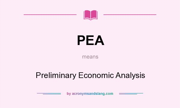 What does PEA mean? It stands for Preliminary Economic Analysis