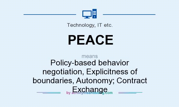 What does PEACE mean? It stands for Policy-based behavior negotiation, Explicitness of boundaries, Autonomy; Contract Exchange