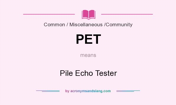 What does PET mean? It stands for Pile Echo Tester