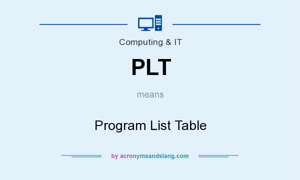 What does PLT mean? It stands for Program List Table