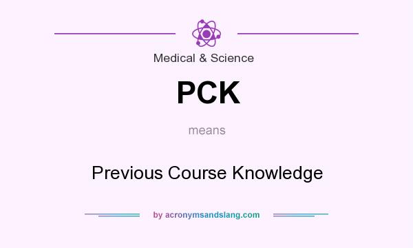 What does PCK mean? It stands for Previous Course Knowledge