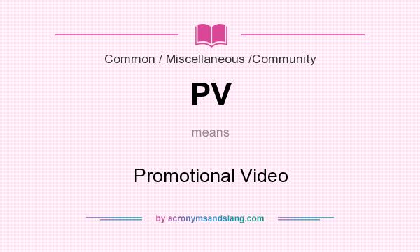 What does PV mean? It stands for Promotional Video