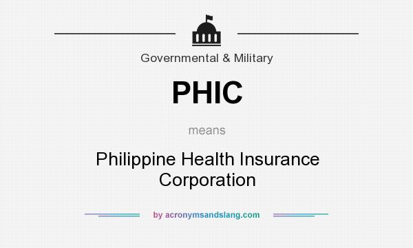 What does PHIC mean? It stands for Philippine Health Insurance Corporation