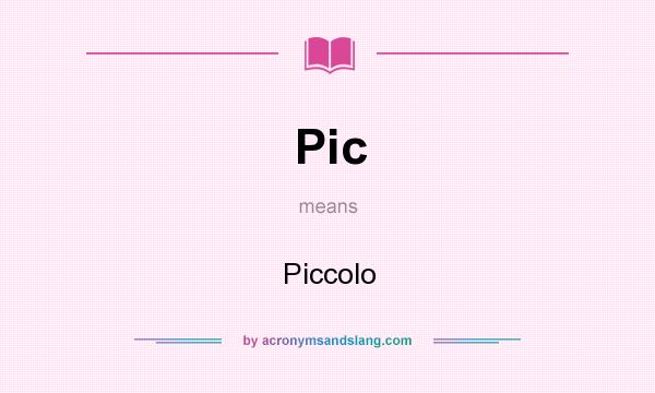 What does Pic mean? It stands for Piccolo