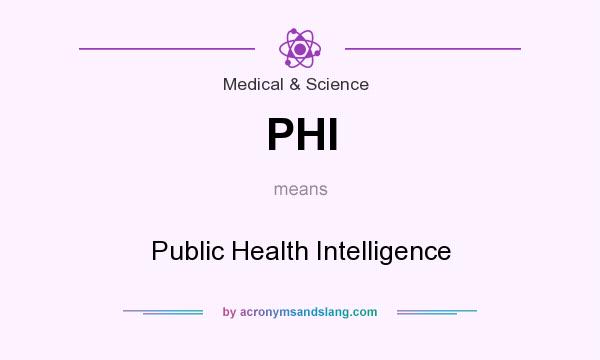 What does PHI mean? It stands for Public Health Intelligence
