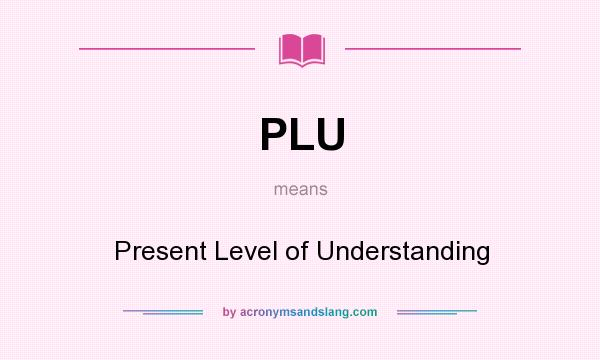 What does PLU mean? It stands for Present Level of Understanding