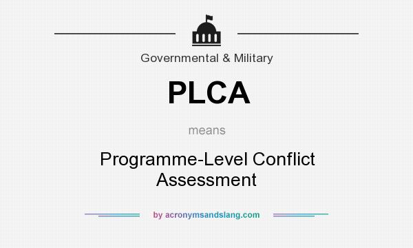 What does PLCA mean? It stands for Programme-Level Conflict Assessment