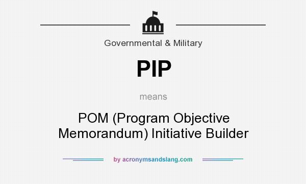 What does PIP mean? It stands for POM (Program Objective Memorandum) Initiative Builder