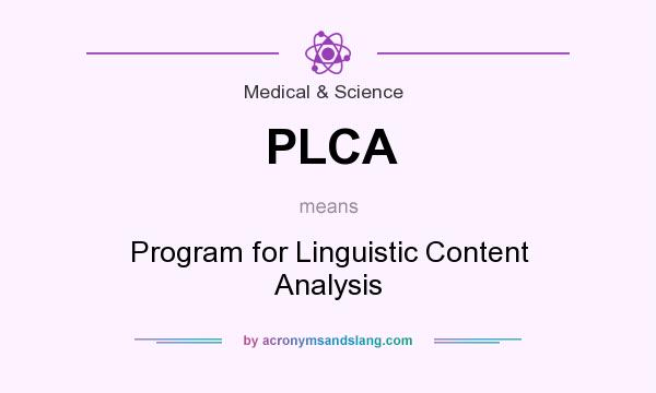 What does PLCA mean? It stands for Program for Linguistic Content Analysis