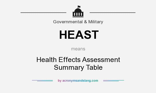 What does HEAST mean? It stands for Health Effects Assessment Summary Table