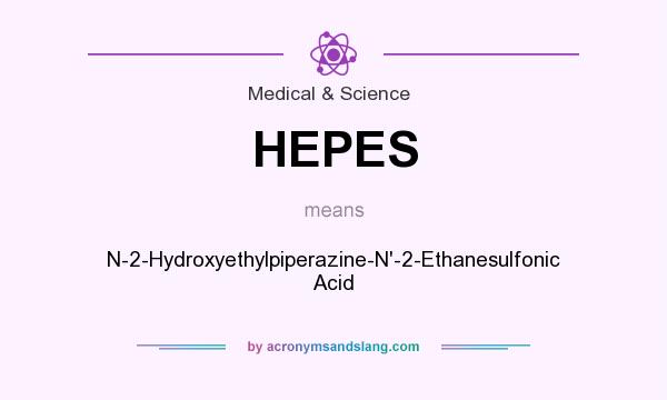 What does HEPES mean? It stands for N-2-Hydroxyethylpiperazine-N`-2-Ethanesulfonic Acid