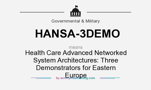 What does HANSA-3DEMO mean? It stands for Health Care Advanced Networked System Architectures: Three Demonstrators for Eastern Europe
