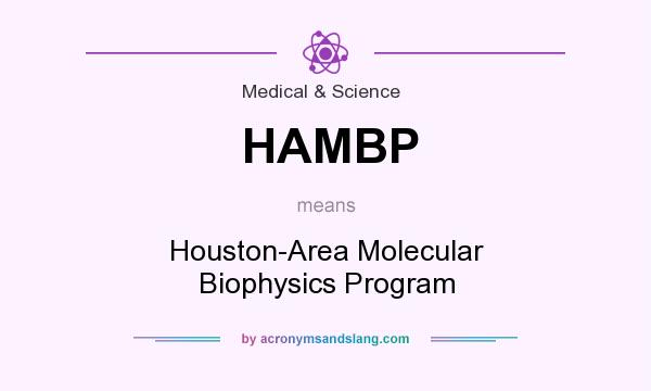 What does HAMBP mean? It stands for Houston-Area Molecular Biophysics Program