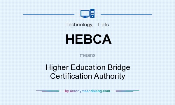 What does HEBCA mean? It stands for Higher Education Bridge Certification Authority