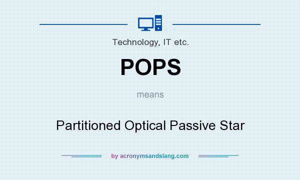 What does POPS mean? It stands for Partitioned Optical Passive Star