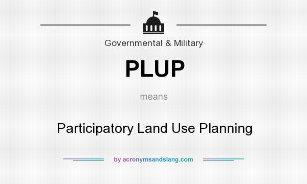 What does PLUP mean? It stands for Participatory Land Use Planning