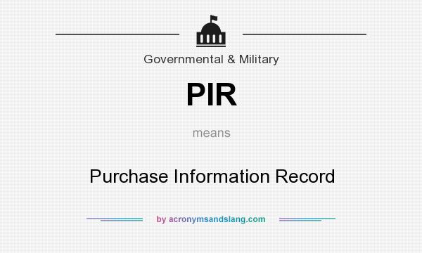What does PIR mean? It stands for Purchase Information Record