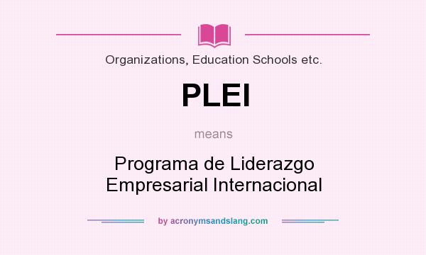 What does PLEI mean? It stands for Programa de Liderazgo Empresarial Internacional