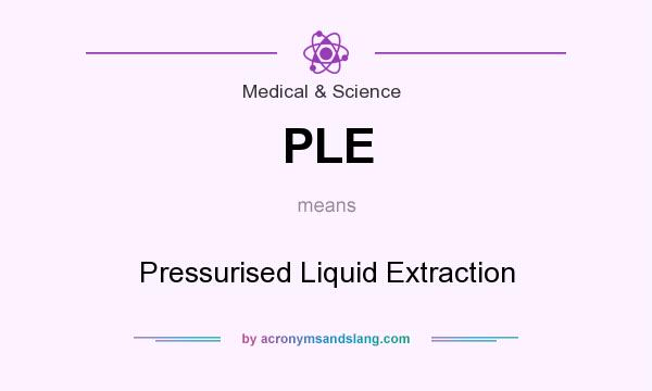 What does PLE mean? It stands for Pressurised Liquid Extraction