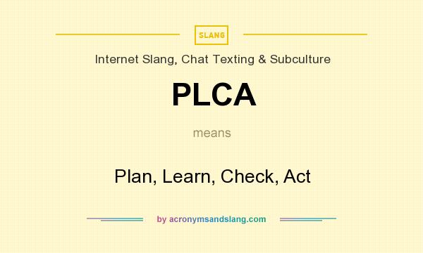 What does PLCA mean? It stands for Plan, Learn, Check, Act
