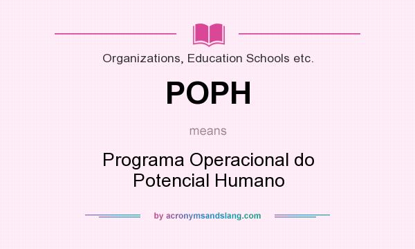 What does POPH mean? It stands for Programa Operacional do Potencial Humano