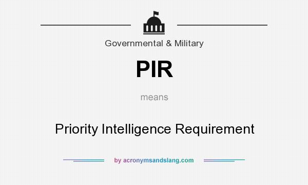What does PIR mean? It stands for Priority Intelligence Requirement