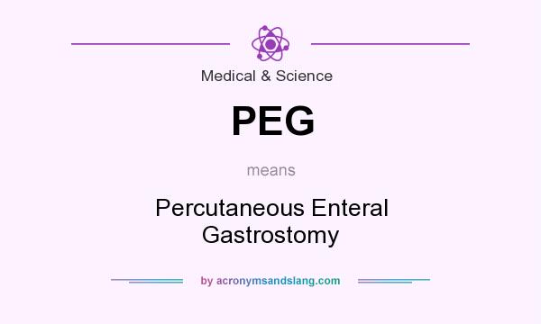 What does PEG mean? It stands for Percutaneous Enteral Gastrostomy
