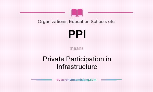 What does PPI mean? It stands for Private Participation in Infrastructure