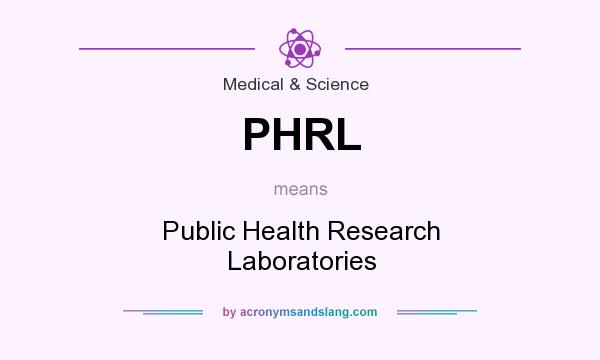 What does PHRL mean? It stands for Public Health Research Laboratories