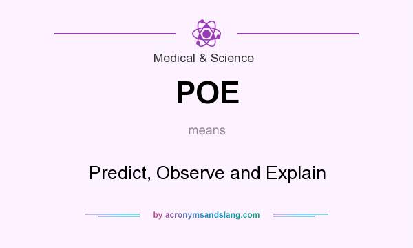 What does POE mean? It stands for Predict, Observe and Explain
