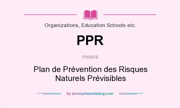 What does PPR mean? It stands for Plan de Prévention des Risques Naturels Prévisibles