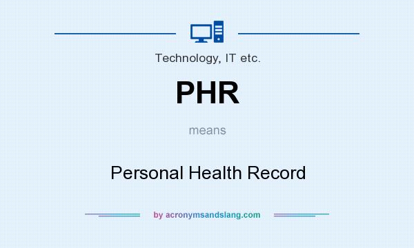 What does PHR mean? It stands for Personal Health Record