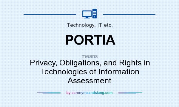 What does PORTIA mean? It stands for Privacy, Obligations, and Rights in Technologies of Information Assessment