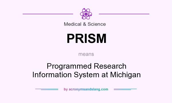 What does PRISM mean? It stands for Programmed Research Information System at Michigan