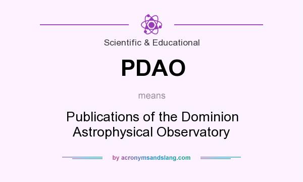 What does PDAO mean? It stands for Publications of the Dominion Astrophysical Observatory