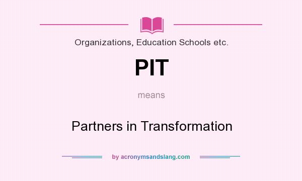 What does PIT mean? It stands for Partners in Transformation