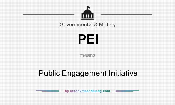 What does PEI mean? It stands for Public Engagement Initiative