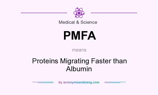What does PMFA mean? It stands for Proteins Migrating Faster than Albumin