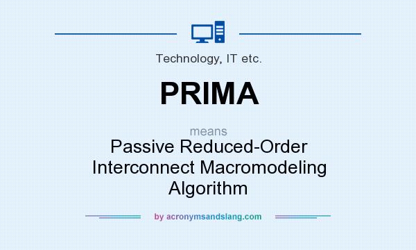 What does PRIMA mean? It stands for Passive Reduced-Order Interconnect Macromodeling Algorithm