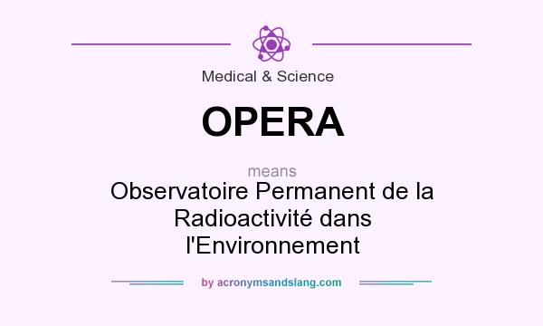 What does OPERA mean? It stands for Observatoire Permanent de la Radioactivité dans l`Environnement