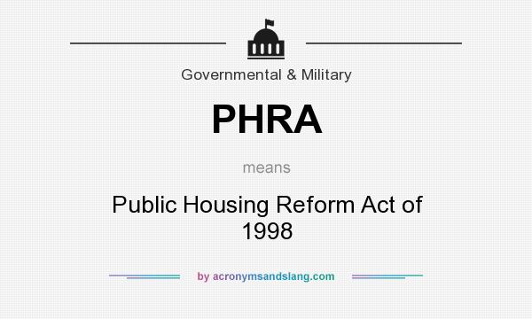 What does PHRA mean? It stands for Public Housing Reform Act of 1998