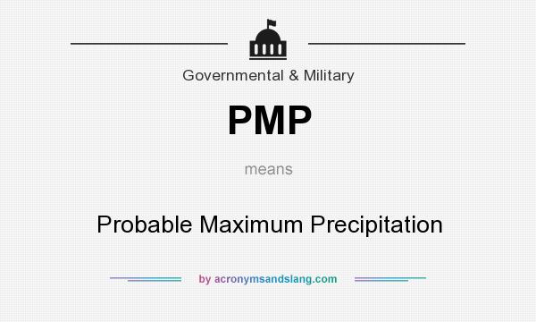 What does PMP mean? It stands for Probable Maximum Precipitation
