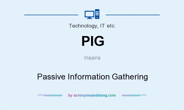 What does PIG mean? It stands for Passive Information Gathering