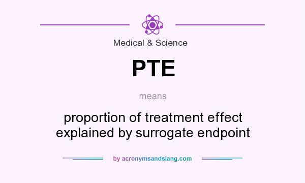 What does PTE mean? It stands for proportion of treatment effect explained by surrogate endpoint