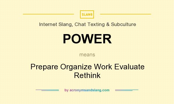 What does POWER mean? It stands for Prepare Organize Work Evaluate Rethink