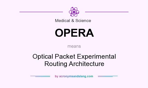 What does OPERA mean? It stands for Optical Packet Experimental Routing Architecture