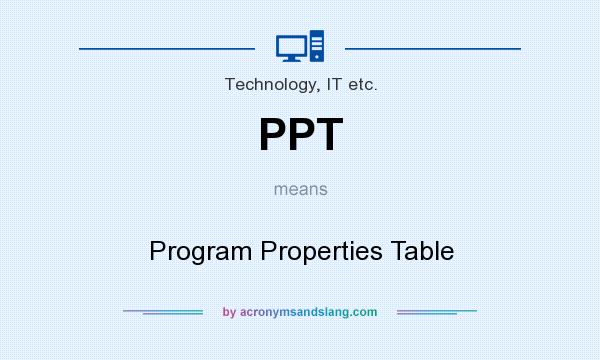 What does PPT mean? It stands for Program Properties Table