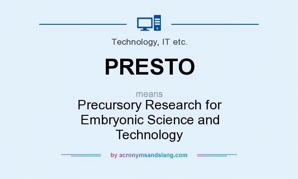 What does PRESTO mean? It stands for Precursory Research for Embryonic Science and Technology